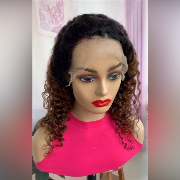 Water wave 16inch 13x4 frontal Bob wig 100% human hair 280% density Available
